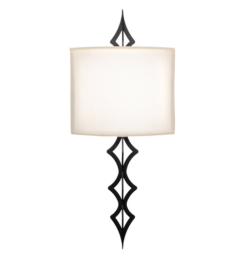 Meyda Lighting Cilindro 12" LED Flat Black Diamente Wall Sconce With Eggshell Textrene & Contrail Mist Idalight Shade