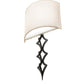 Meyda Lighting Cilindro 12" LED Flat Black Diamente Wall Sconce With Eggshell Textrene & Contrail Mist Idalight Shade