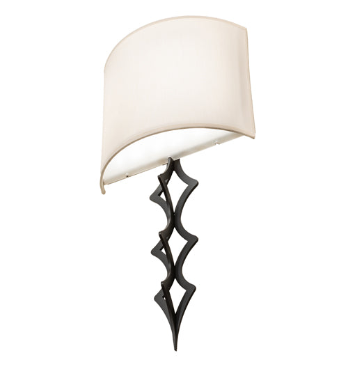 Meyda Lighting Cilindro 12" LED Flat Black Diamente Wall Sconce With Eggshell Textrene & Contrail Mist Idalight Shade