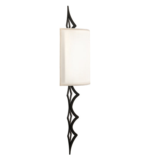 Meyda Lighting Cilindro 12" LED Flat Black Diamente Wall Sconce With Eggshell Textrene & Contrail Mist Idalight Shade