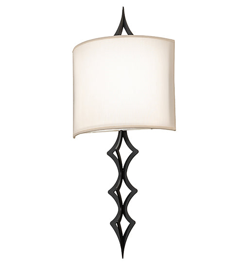 Meyda Lighting Cilindro 12" LED Flat Black Diamente Wall Sconce With Eggshell Textrene & Contrail Mist Idalight Shade