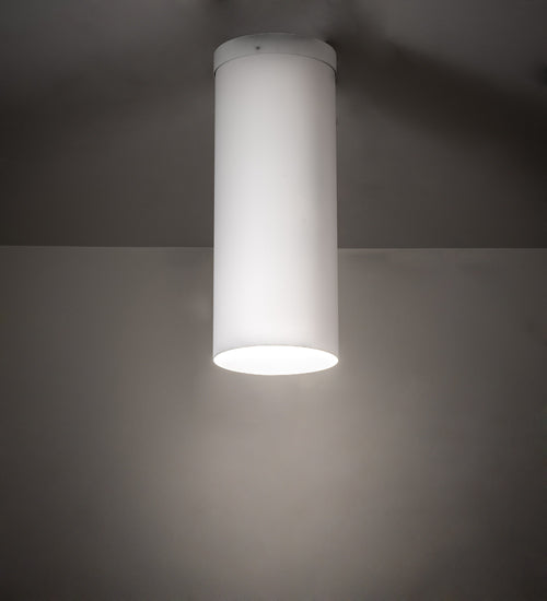 Meyda Lighting Cilindro 12" LED Matte White Flush Mount Light With White Shade