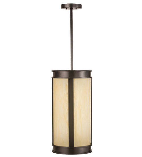 Meyda Lighting Cilindro 12" LED Oil Rubbed Bronze Volusia Pendant Light With Beige Sahara Taupe Idalight Shade Glass