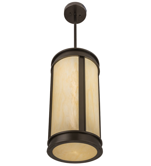 Meyda Lighting Cilindro 12" LED Oil Rubbed Bronze Volusia Pendant Light With Beige Sahara Taupe Idalight Shade Glass