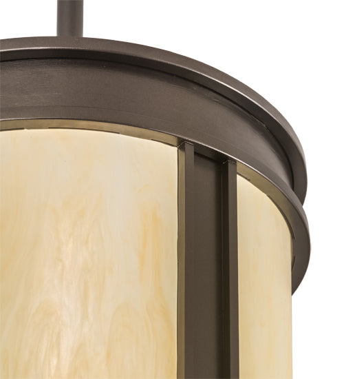Meyda Lighting Cilindro 12" LED Oil Rubbed Bronze Volusia Pendant Light With Beige Sahara Taupe Idalight Shade Glass
