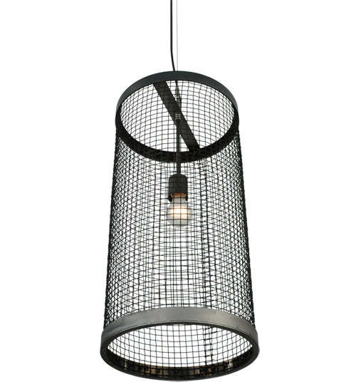 Meyda Lighting Cilindro 12" Matte Clear Cage Pendant Light
