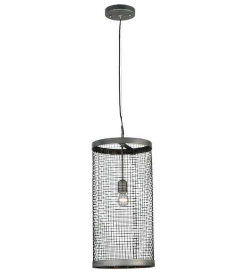 Meyda Lighting Cilindro 12" Matte Clear Cage Pendant Light