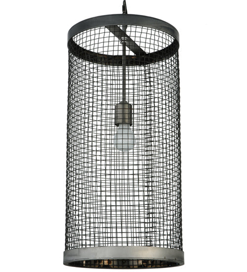 Meyda Lighting Cilindro 12" Matte Clear Cage Pendant Light