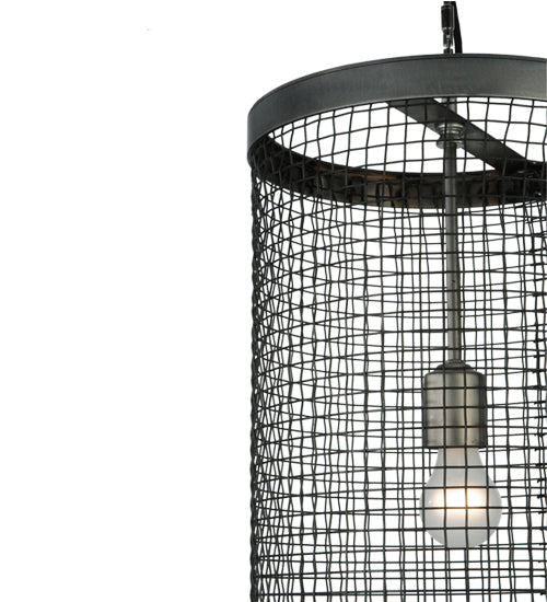 Meyda Lighting Cilindro 12" Matte Clear Cage Pendant Light