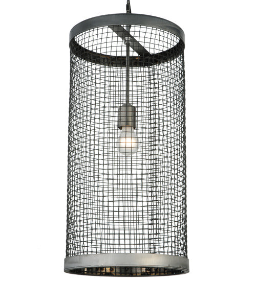 Meyda Lighting Cilindro 12" Matte Clear Cage Pendant Light