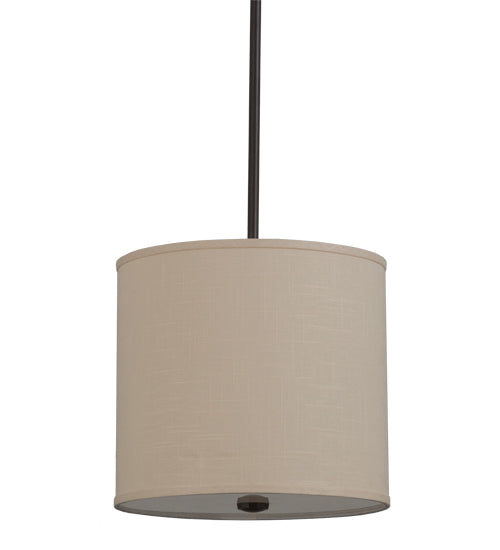 Meyda Lighting Cilindro 12" Timeless Bronze Beige Pendant Light With Beige Textrene Shade