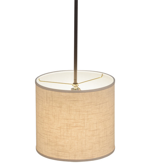 Meyda Lighting Cilindro 12" Timeless Bronze Beige Pendant Light With Beige Textrene Shade