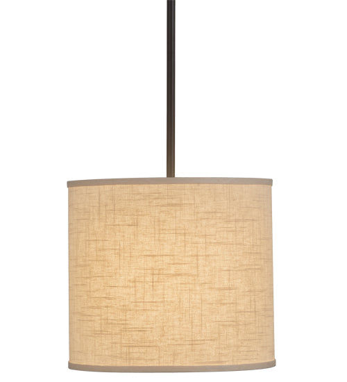 Meyda Lighting Cilindro 12" Timeless Bronze Beige Pendant Light With Beige Textrene Shade