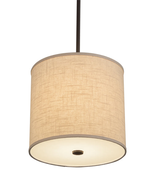 Meyda Lighting Cilindro 12" Timeless Bronze Beige Pendant Light With Beige Textrene Shade
