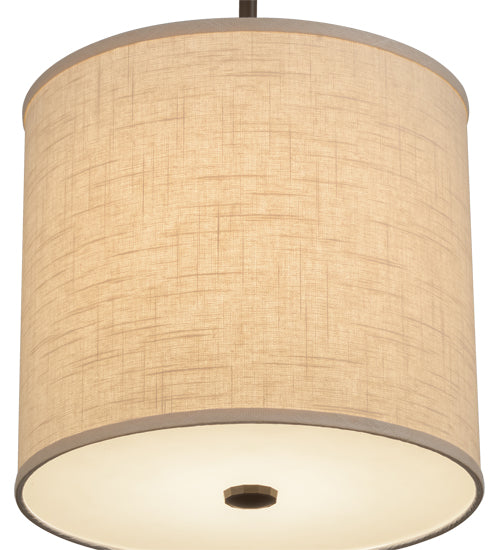 Meyda Lighting Cilindro 12" Timeless Bronze Beige Pendant Light With Beige Textrene Shade