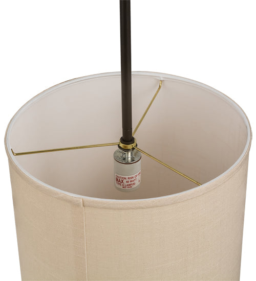 Meyda Lighting Cilindro 12" Timeless Bronze Beige Pendant Light With Beige Textrene Shade