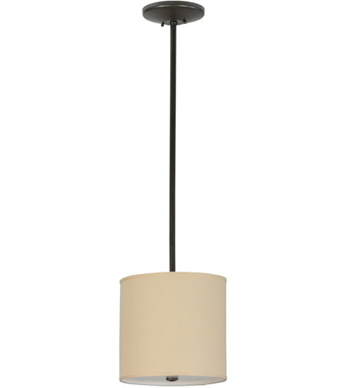 Meyda Lighting Cilindro 12" Timeless Bronze Pendant Light With Beige Textrene Shade
