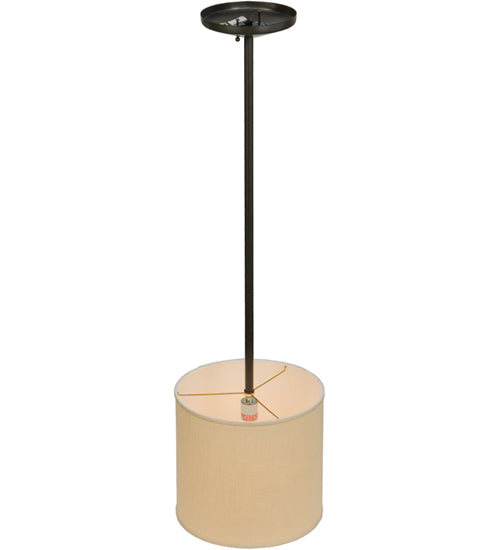 Meyda Lighting Cilindro 12" Timeless Bronze Pendant Light With Beige Textrene Shade