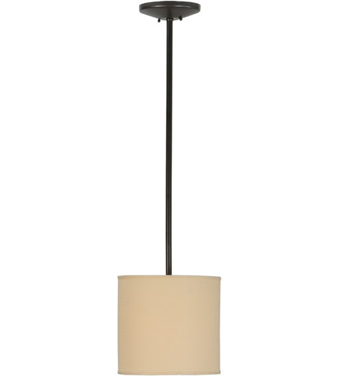Meyda Lighting Cilindro 12" Timeless Bronze Pendant Light With Beige Textrene Shade