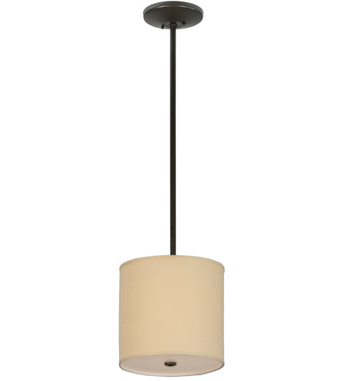 Meyda Lighting Cilindro 12" Timeless Bronze Pendant Light With Beige Textrene Shade