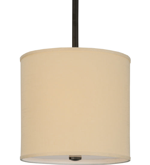 Meyda Lighting Cilindro 12" Timeless Bronze Pendant Light With Beige Textrene Shade