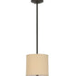 Meyda Lighting Cilindro 12" Timeless Bronze Pendant Light With Beige Textrene Shade