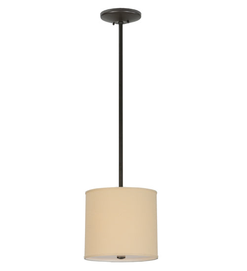 Meyda Lighting Cilindro 12" Timeless Bronze Pendant Light With Beige Textrene Shade