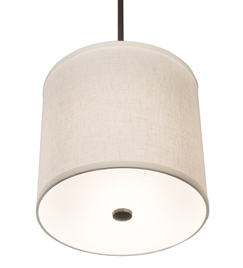 Meyda Lighting Cilindro 12" Timeless Bronze Pendant Light With Beige Textrene & Stataurio Idalight Shade