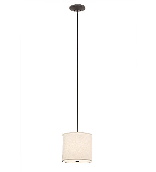 Meyda Lighting Cilindro 12" Timeless Bronze Pendant Light With Beige Textrene & White Statuario Idalight Shade Glass