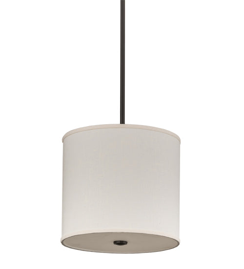 Meyda Lighting Cilindro 12" Timeless Bronze Pendant Light With Beige Textrene & White Statuario Idalight Shade Glass