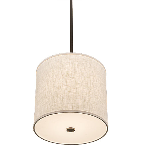 Meyda Lighting Cilindro 12" Timeless Bronze Pendant Light With Beige Textrene & White Statuario Idalight Shade Glass