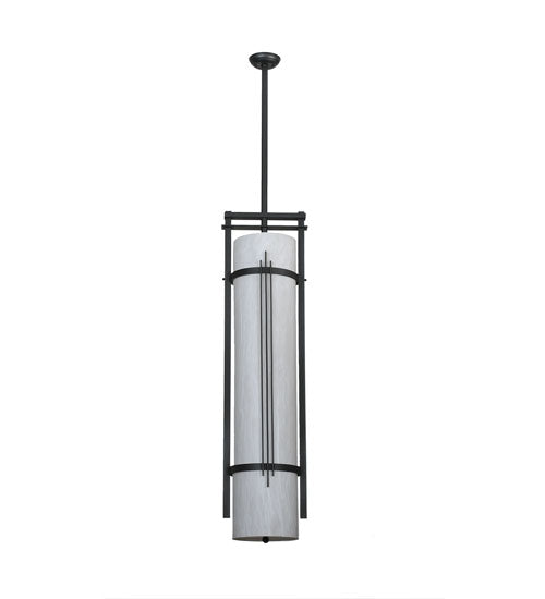 Meyda Lighting Cilindro 13" 4-Light Textured Black Kenzo Pendant Light With Whitestone Idalight Shade