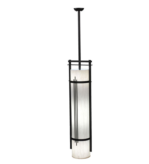 Meyda Lighting Cilindro 13" 4-Light Textured Black Kenzo Pendant Light With Whitestone Idalight Shade