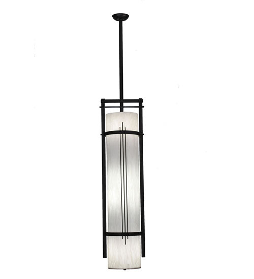 Meyda Lighting Cilindro 13" 4-Light Textured Black Kenzo Pendant Light With Whitestone Idalight Shade