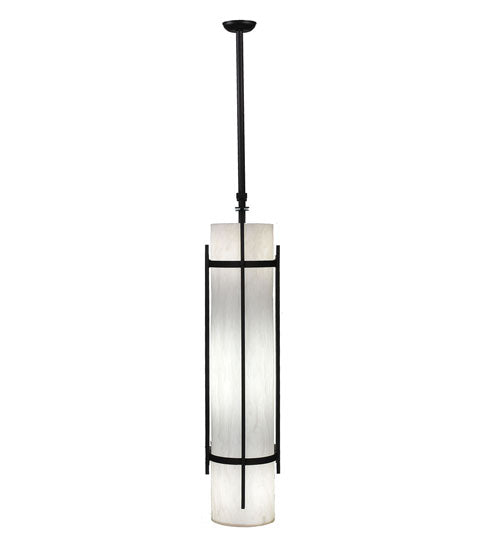 Meyda Lighting Cilindro 13" 4-Light Textured Black Kenzo Pendant Light With Whitestone Idalight Shade