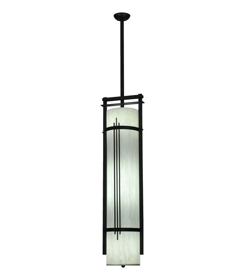 Meyda Lighting Cilindro 13" 4-Light Textured Black Kenzo Pendant Light With Whitestone Idalight Shade