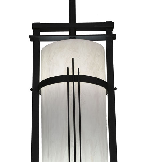 Meyda Lighting Cilindro 13" 4-Light Textured Black Kenzo Pendant Light With Whitestone Idalight Shade