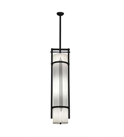 Meyda Lighting Cilindro 13" 4-Light Textured Black Kenzo Pendant Light With Whitestone Idalight Shade