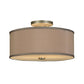 Meyda Lighting Cilindro 14" 2-Light Nickel Flush Mount Light With Beige and White Shade