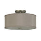 Meyda Lighting Cilindro 14" 2-Light Nickel Flush Mount Light With Beige and White Shade