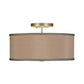 Meyda Lighting Cilindro 14" 2-Light Nickel Flush Mount Light With Beige and White Shade