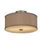 Meyda Lighting Cilindro 14" 2-Light Nickel Flush Mount Light With Beige and White Shade