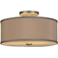 Meyda Lighting Cilindro 14" 2-Light Nickel Flush Mount Light With Beige and White Shade
