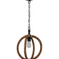 Meyda Lighting Cilindro 14" Textured Black Bola Pendant Light With Manila Rope Shade