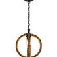 Meyda Lighting Cilindro 14" Textured Black Bola Pendant Light With Manila Rope Shade