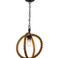 Meyda Lighting Cilindro 14" Textured Black Bola Pendant Light With Manila Rope Shade