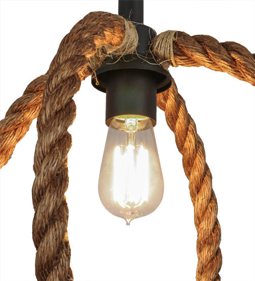 Meyda Lighting Cilindro 14" Textured Black Bola Pendant Light With Manila Rope Shade