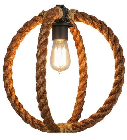 Meyda Lighting Cilindro 14" Textured Black Bola Pendant Light With Manila Rope Shade