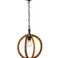Meyda Lighting Cilindro 14" Textured Black Bola Pendant Light With Manila Rope Shade