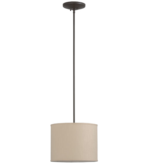 Meyda Lighting Cilindro 14" Timeless Bronze Pendant Light With Beige Textrene Shade